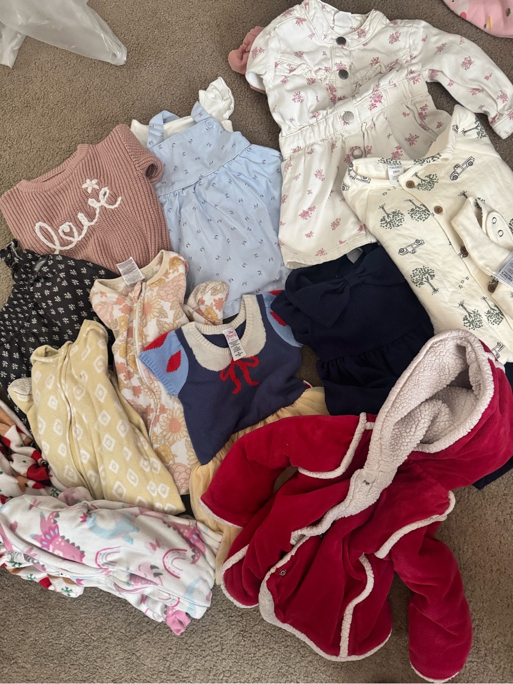 Mixed Baby Clothing Bundle - Pink, Red, Blue, Cream, Navy